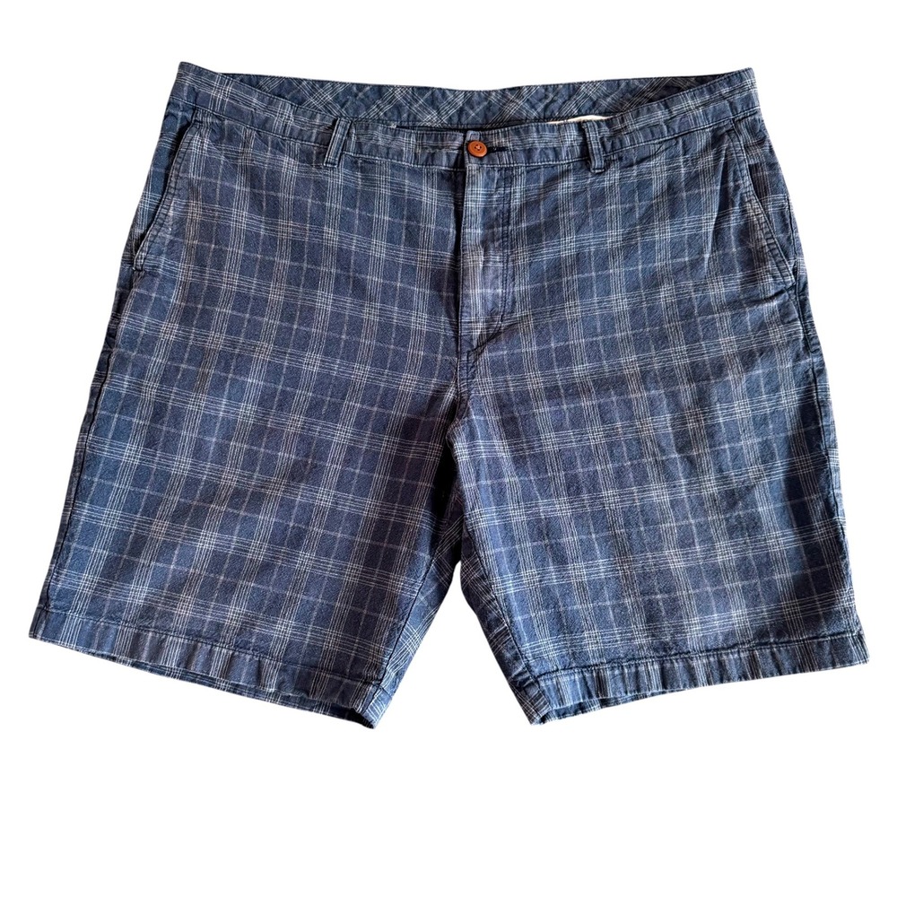 Tommy Bahama 42x9 Blue Plaid Linen Cotton Blend Relaxed Mens Shorts